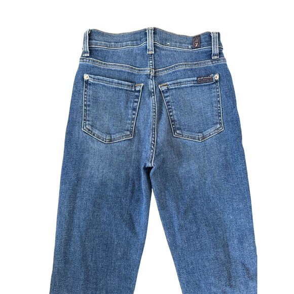 7 FOR ALL MANKIND High Waist Slim Kick Blue Jeans Size 23 - Picture 6 of 11